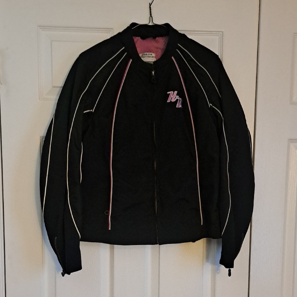 Harley-Davidson Black Bomber Jacket with Pink Accents